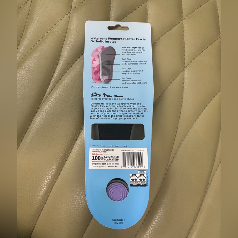 Pink Women's Plantar Fascia Insoles NWT - Size 5-11 - Picture 2 of 2